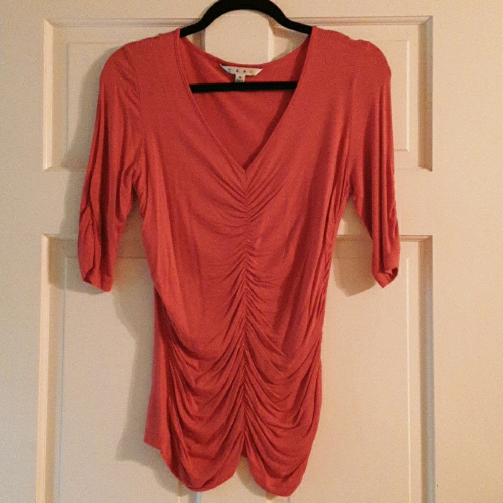 Cabi Soft, ruched knit top